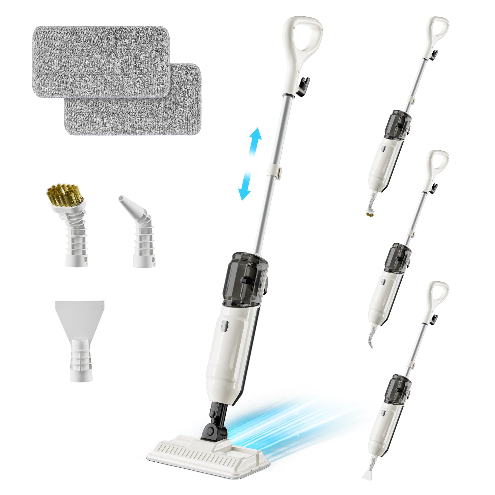 Wotaste steam mop front view showing sleek body and mop head for efficient cleaning