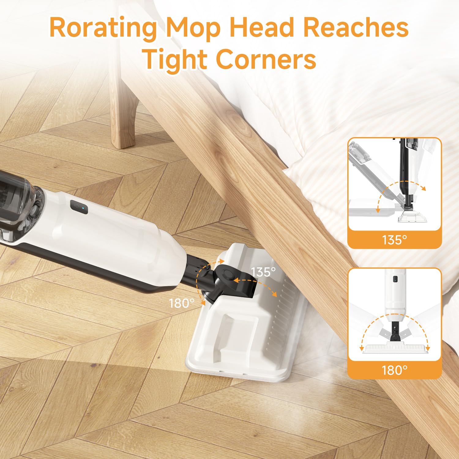 Wotaste steam mop gliding on hardwood floor delivering chemical-free dirt removal