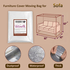 Wowfit covered sofa in living room highlighting dust protection and visibility