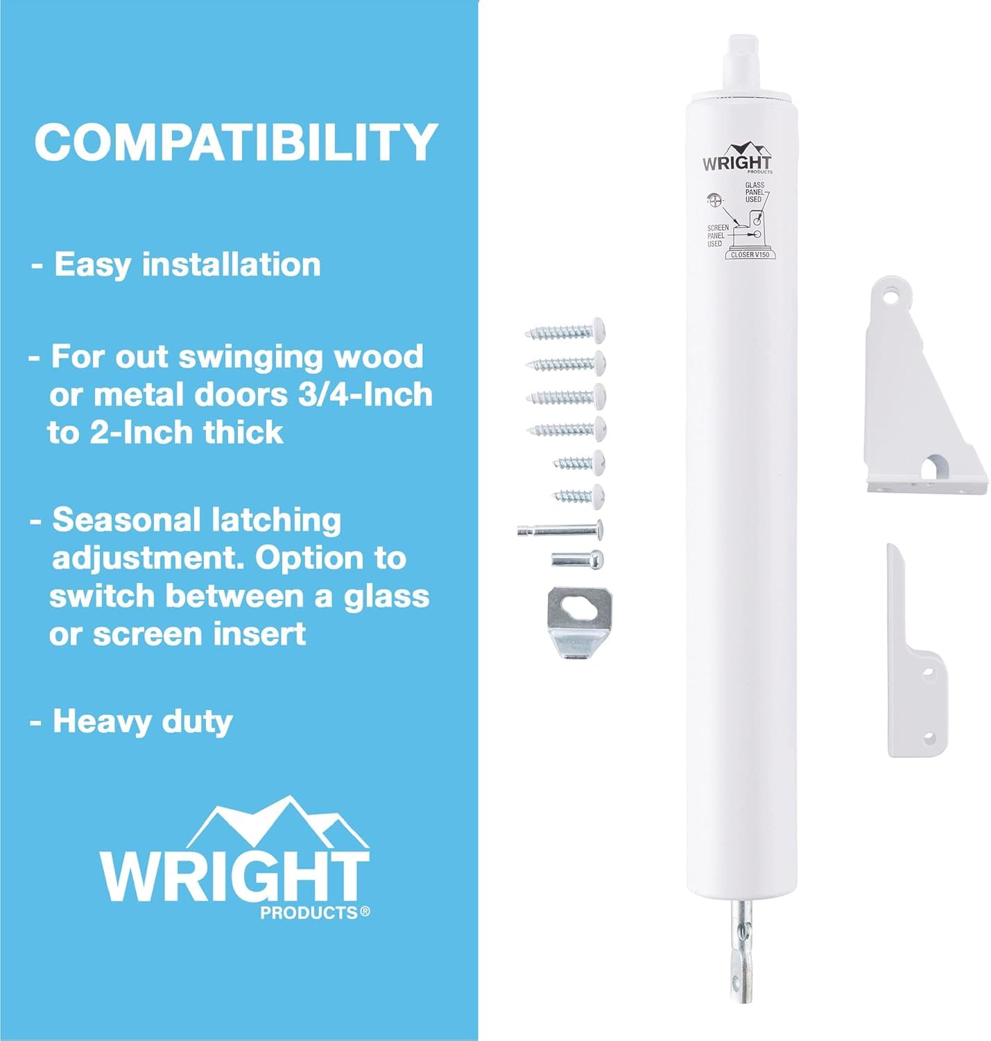 Wright Products included mounting hardware laid out for fast DIY installation