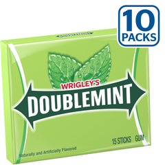 Wrigley's Doublemint 15 sticks arranged flat to show stick size and quantity benefit
