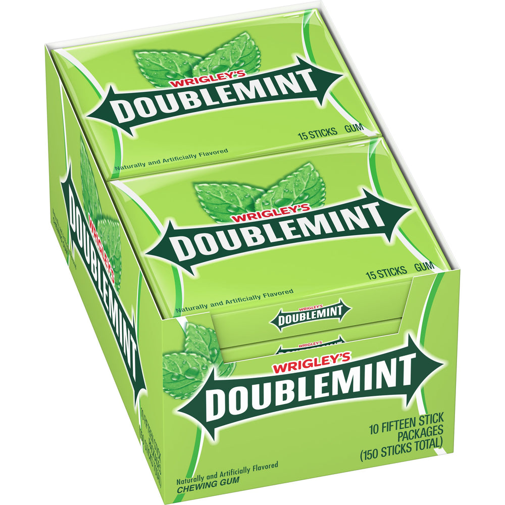 Wrigley's Doublemint front packaging showing classic branding and pack count for easy choice