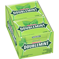 Wrigley's Doublemint front packaging showing classic branding and pack count for easy choice