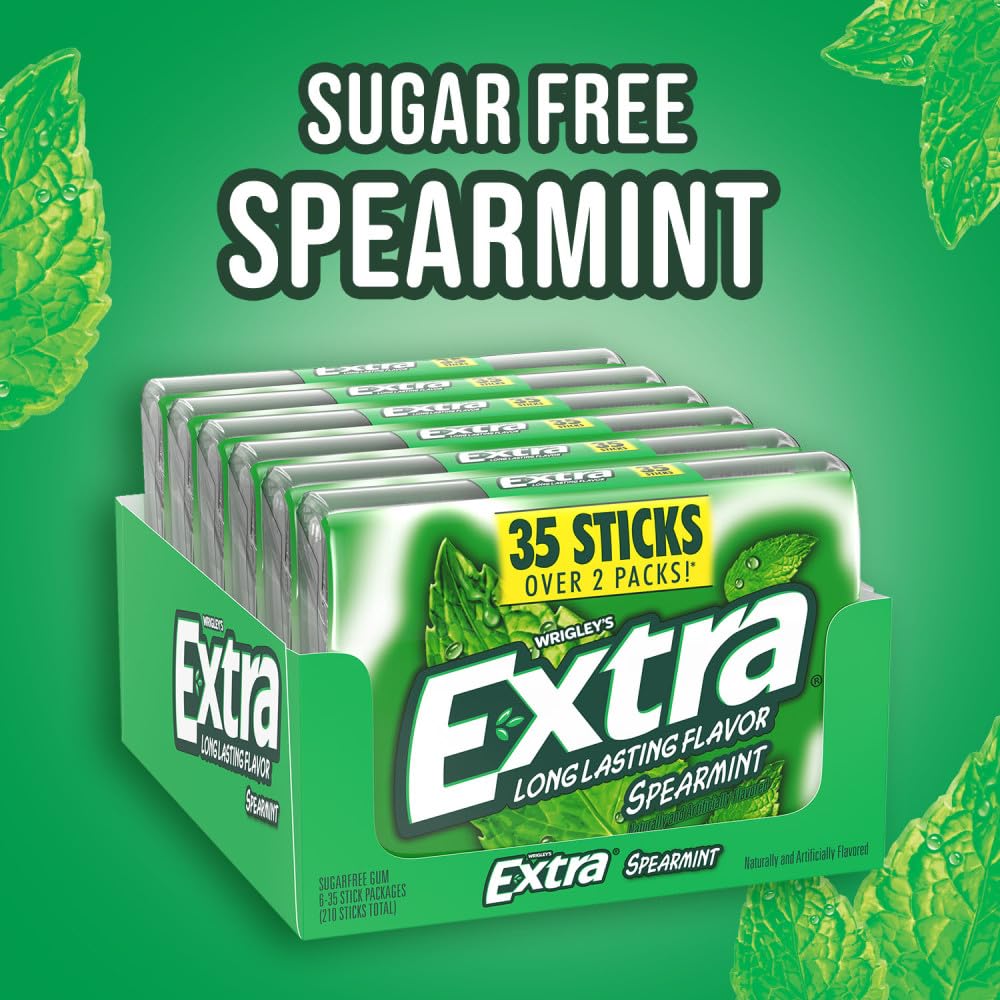 WRIGLEY'S EXTRA open stick close-up revealing smooth gum and visible spearmint benefit