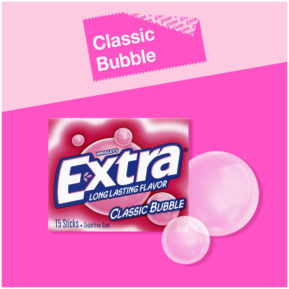 WRIGLEY'S EXTRA unwrapped stick texture and length offering long-lasting sugarfree flavor