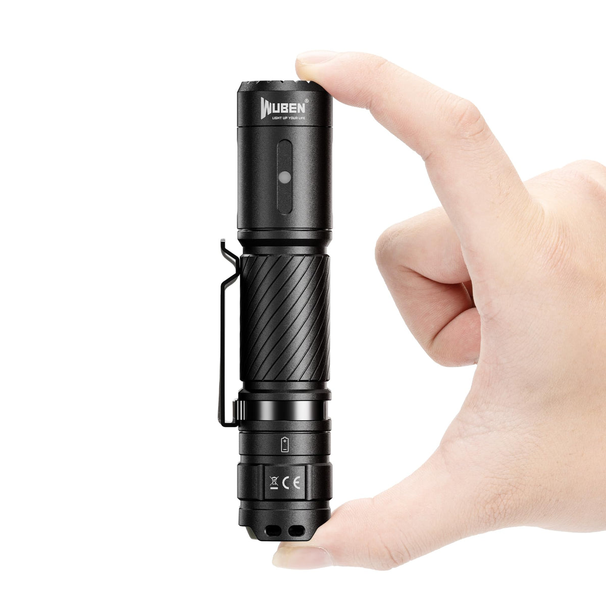WUBEN C3 front view showing compact design and pocket-ready benefit