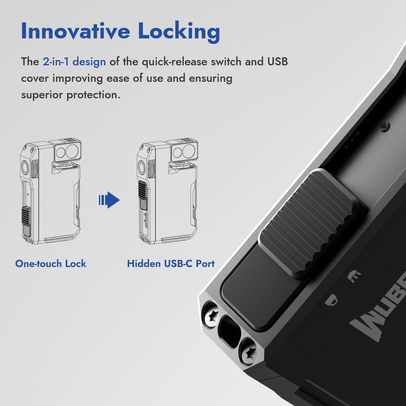 WUBEN G5 clip position angles showing multi-angle stand and secure attachment
