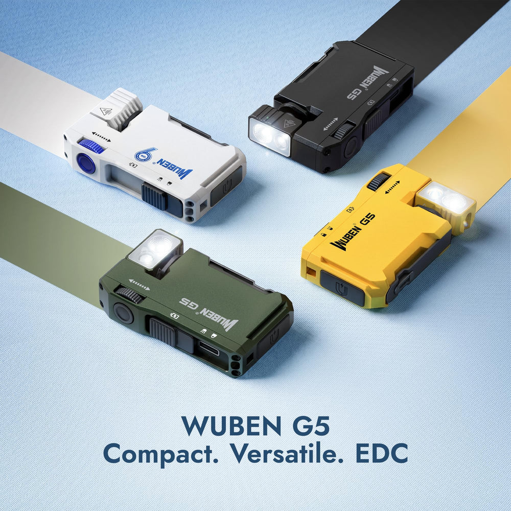WUBEN G5 rotating head detail demonstrating 180-degree adjustment for targeted illumination