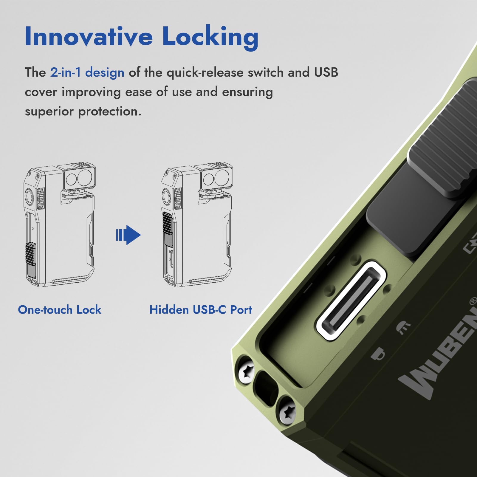 WUBEN G5 size comparison with key showing compact scale for EDC benefit