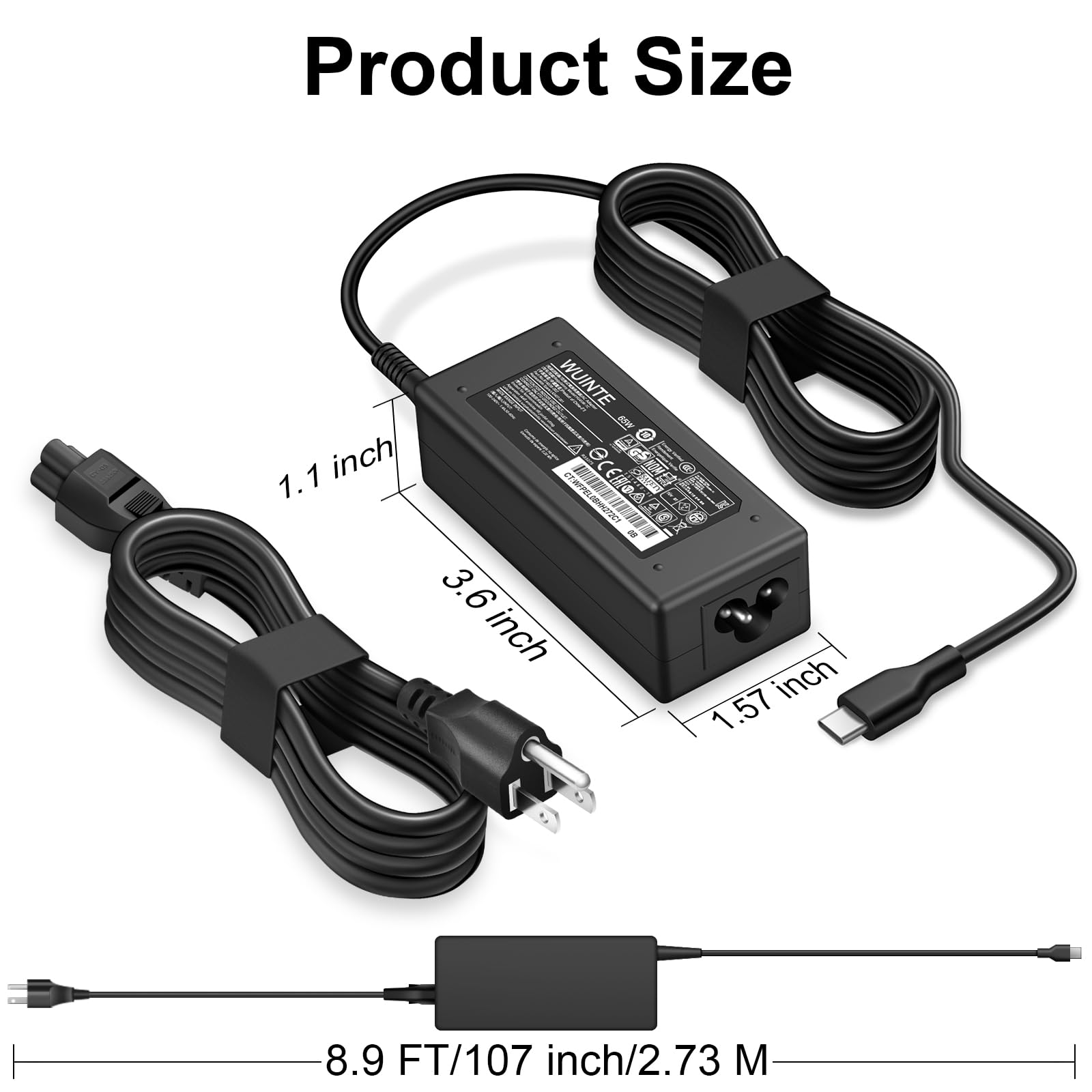 WUINTE charger in a travel bag with laptop and accessories showing travel-friendly convenience