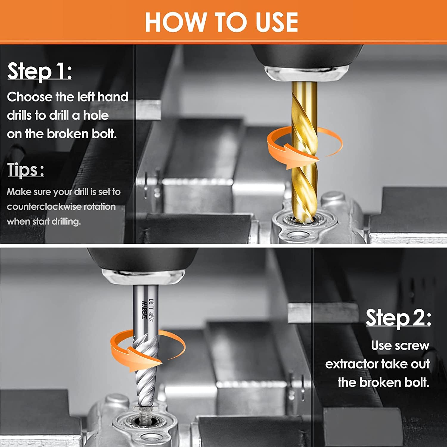 WYBENZ bits and extractors next to a ruler showing scale and sizes, clear size selection benefit