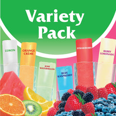 Wyler's close-up of six flavored pops, clear view of color and variety benefits