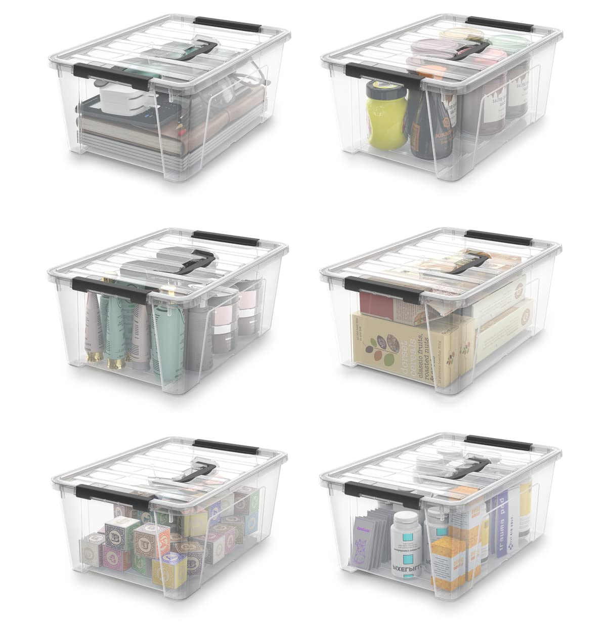 WYT stacked bins on shelf illustrating neat vertical organization and stability