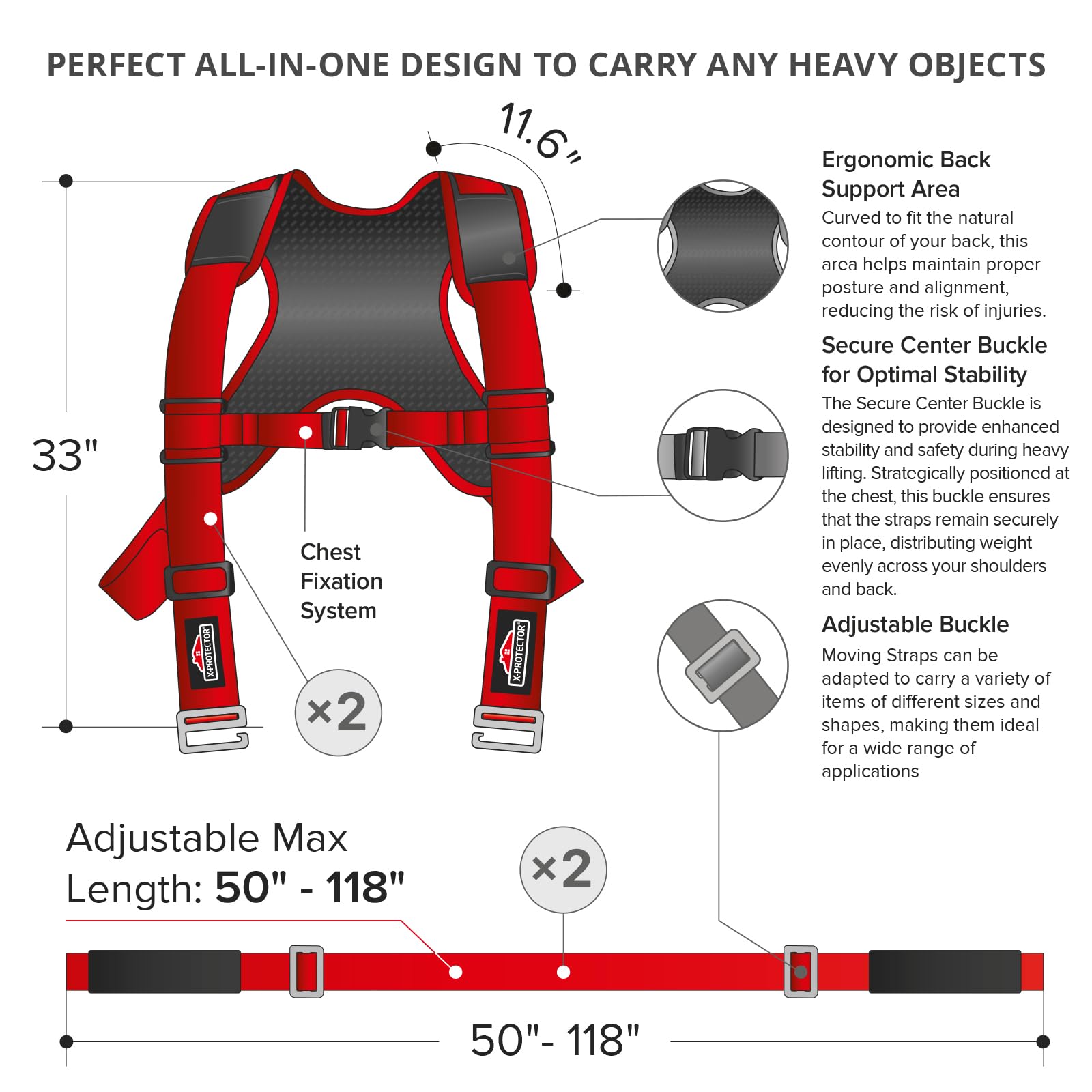 X-Protector adjustable buckle and webbing showing quick secure fit