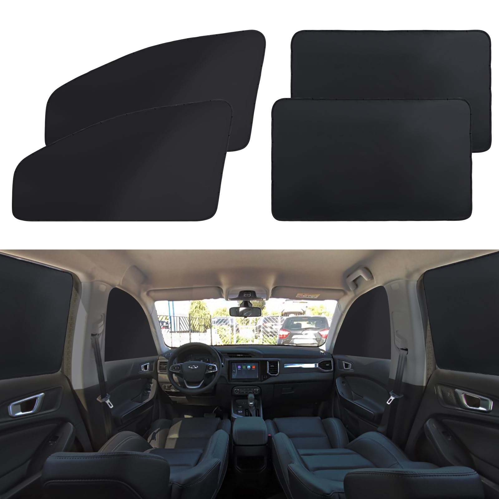 XCBYT front triangular panel showing quick magnetic mount and full blackout benefit
