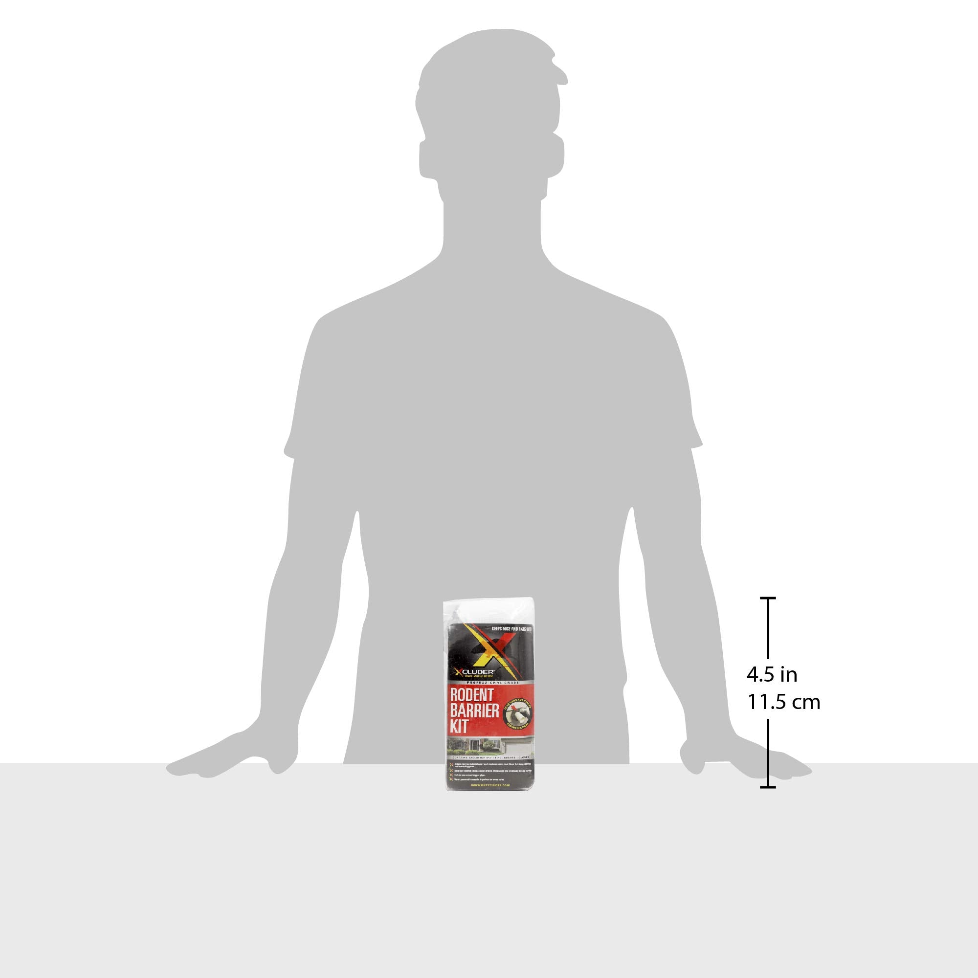 Xcluder inspection and fit tool beside fabric showing precise placement advantage