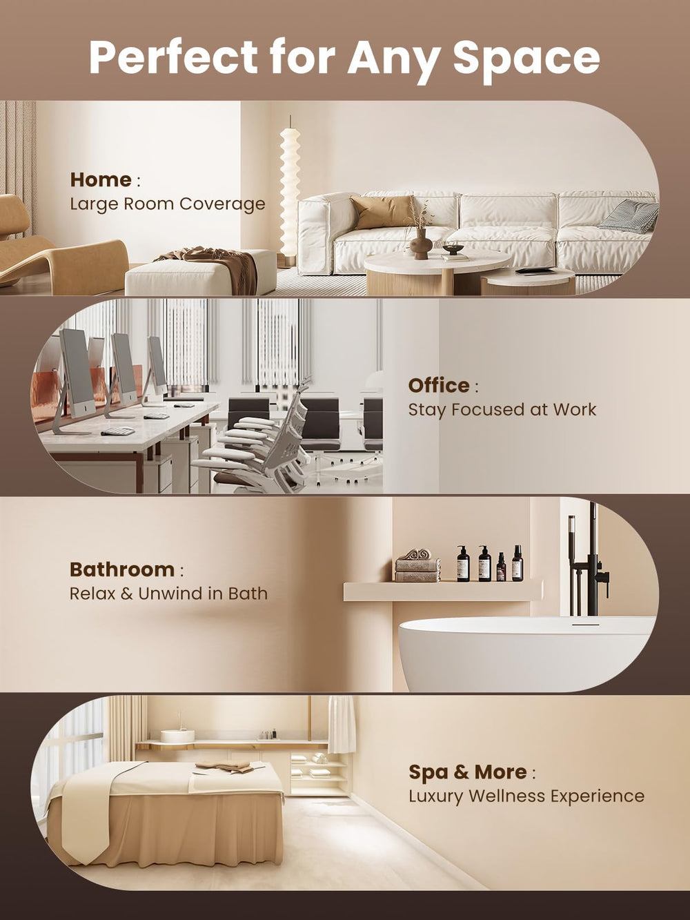 XEITIN diffuser placed in living room showing wide coverage and fresh-smelling home benefit