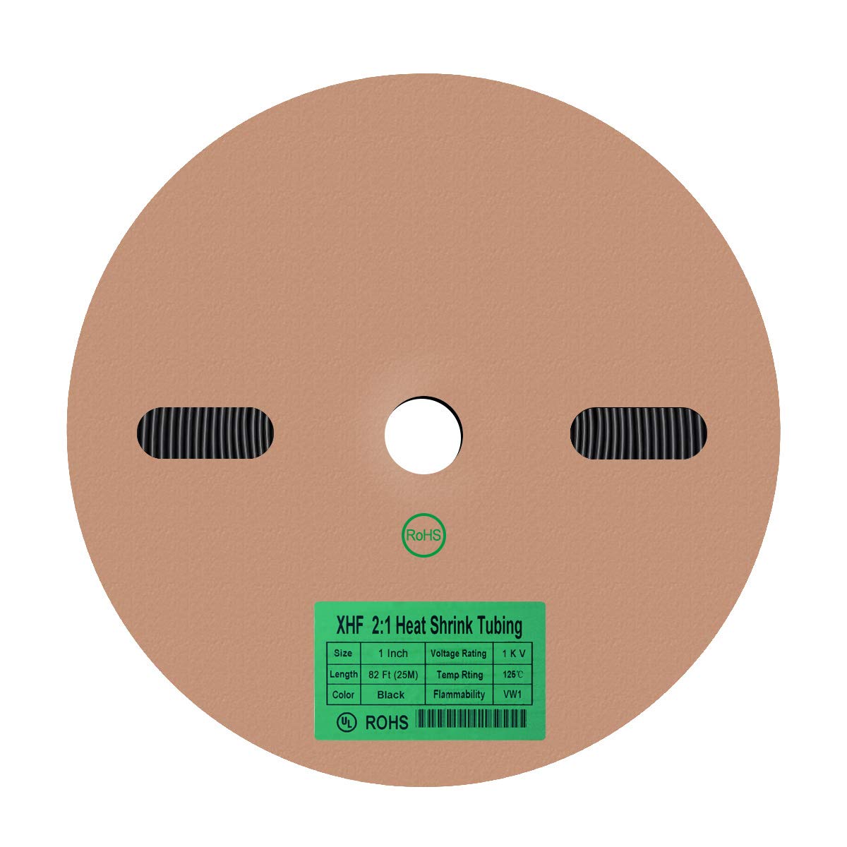 XHF front view of 82ft 1 inch roll showing label and length benefit