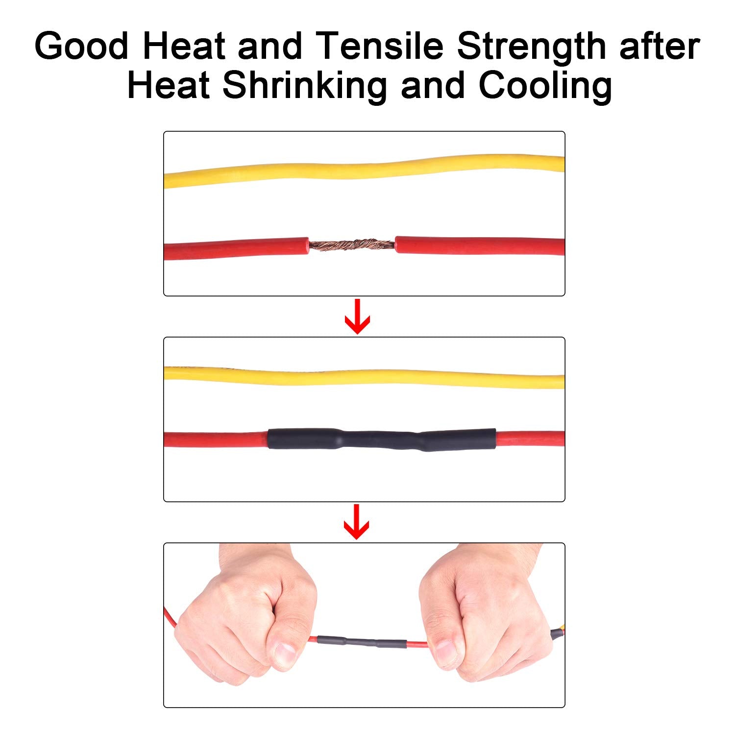 XHF in-use on marine wiring with heat gun showing quick installation and secure shrink fit