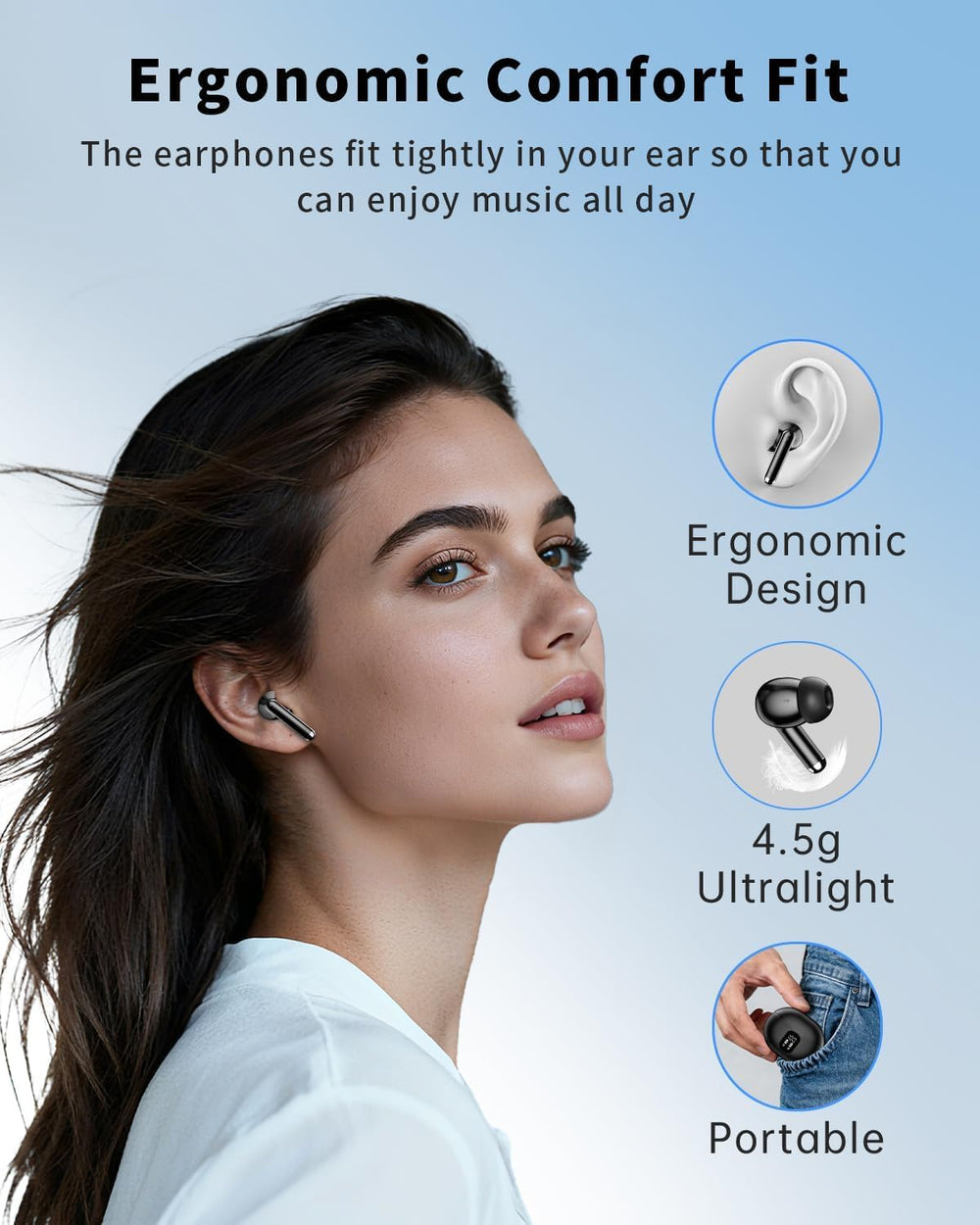 XIAOWTEK laid-out accessories showing earbuds, case, cable, and extra eartips