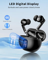 XIAOWTEK charging case LED display showing battery levels for convenient monitoring