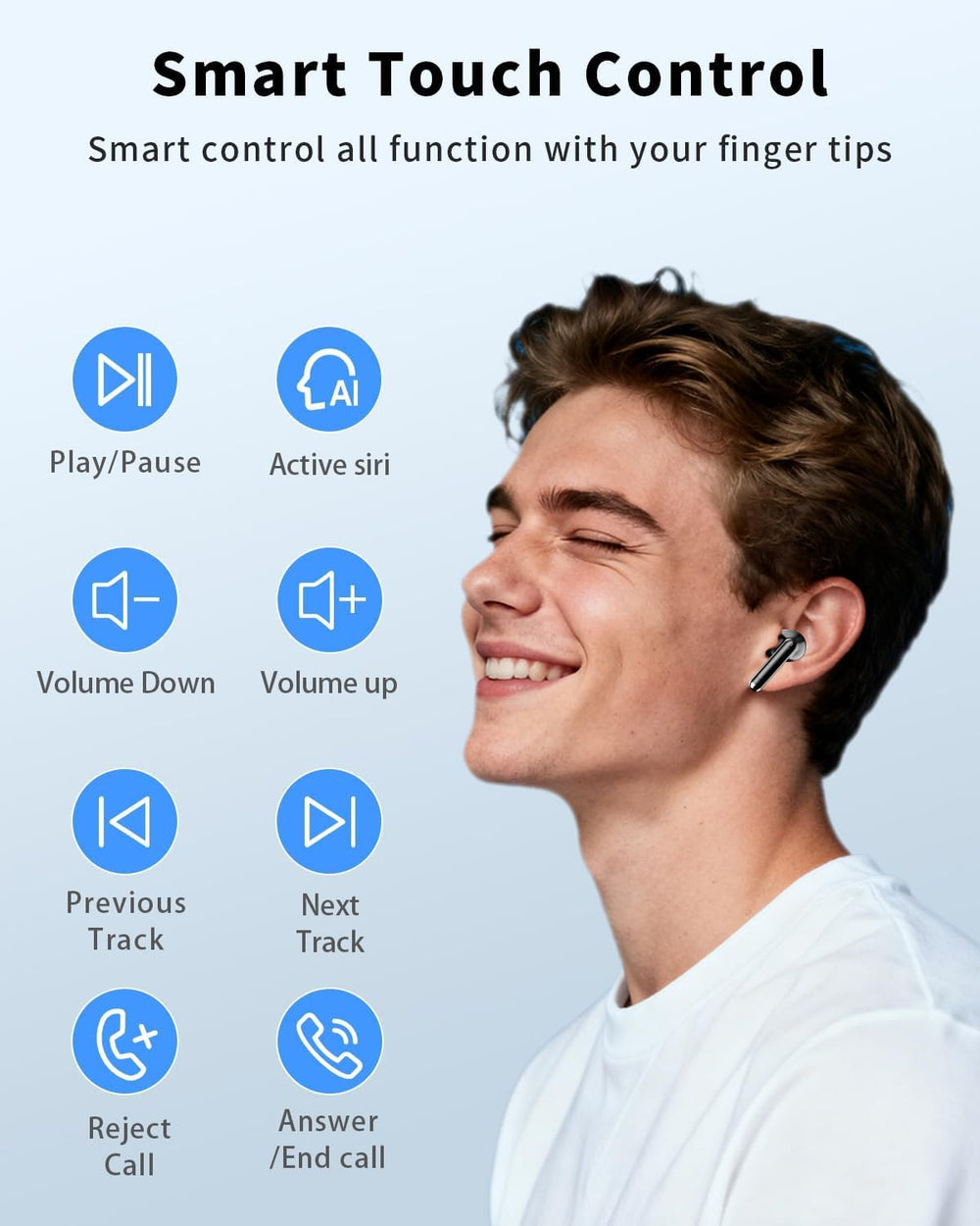 XIAOWTEK earbud worn in ear demonstrating secure ergonomic fit for workouts