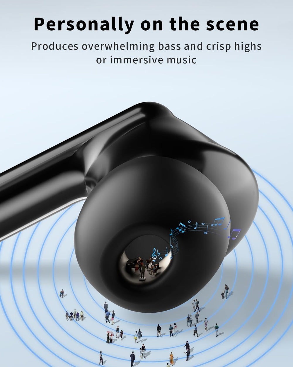 XIAOWTEK earbuds with water droplets highlighting IP7 water and sweat resistance