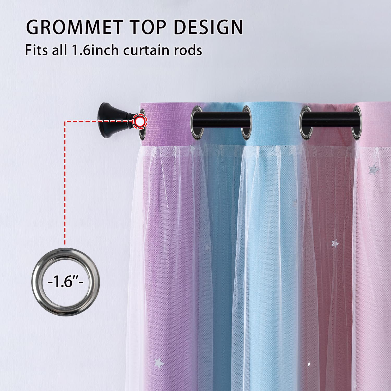 XiDi grommet top for easy hanging and smooth opening