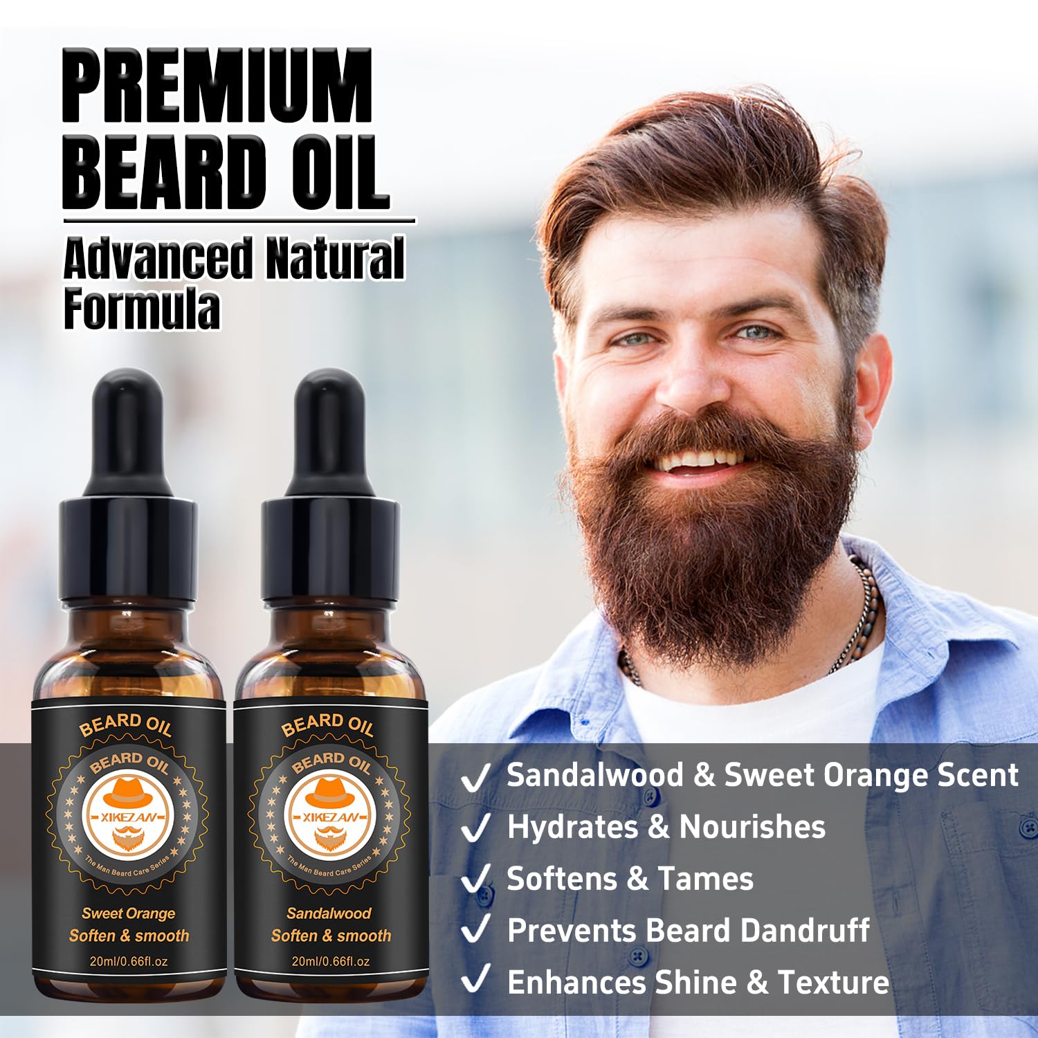 XIKEZAN stainless scissors cutting a trimmed beard edge for precise grooming benefit