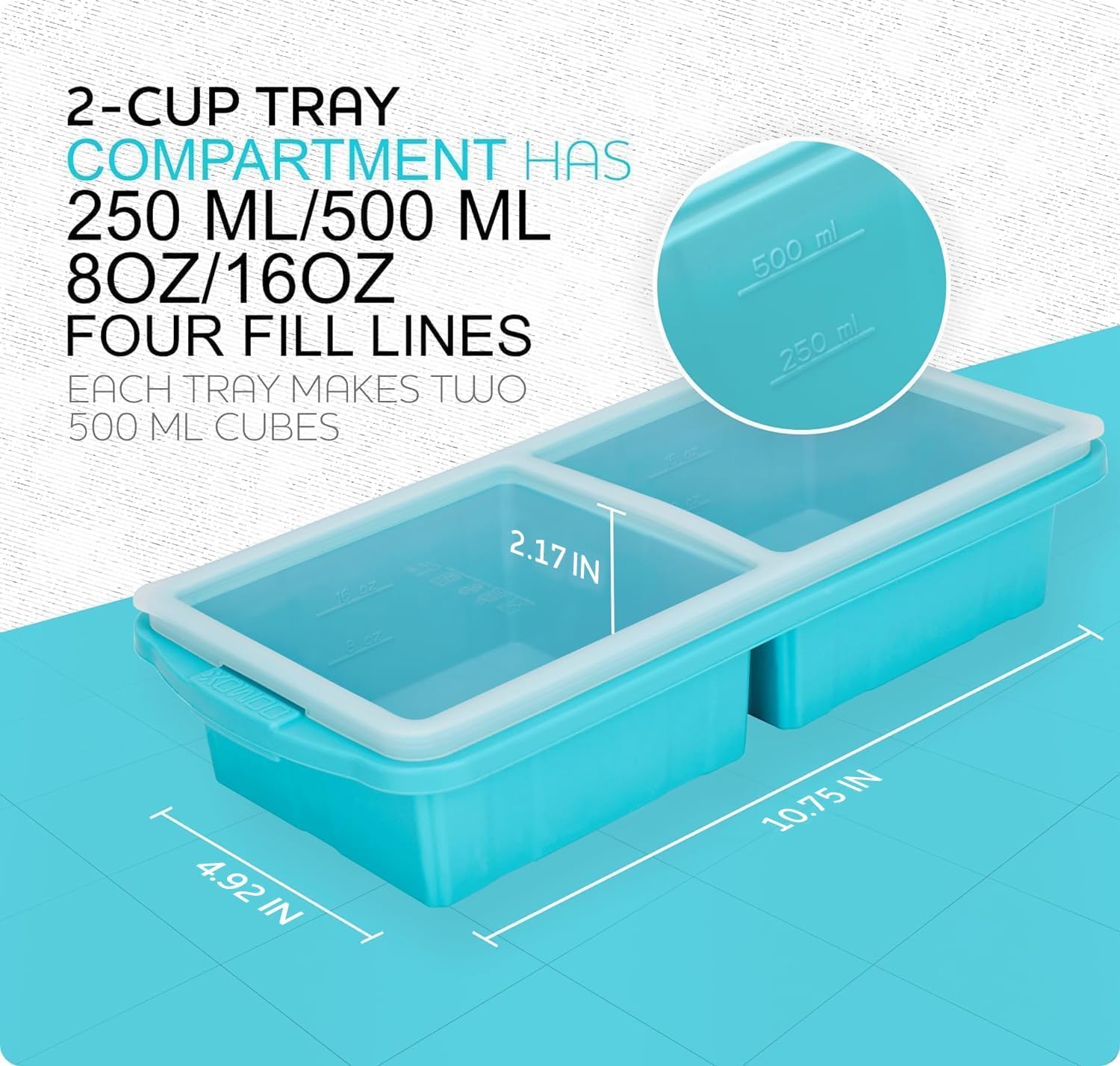 xomoo hand holding tray scale comparison illustrating compact, stackable size