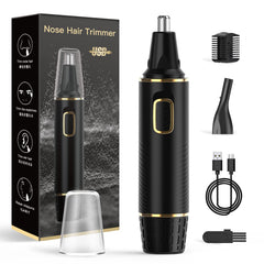 XOOMRSCP front view of black rechargeable nose trimmer showing compact design and button control benefit