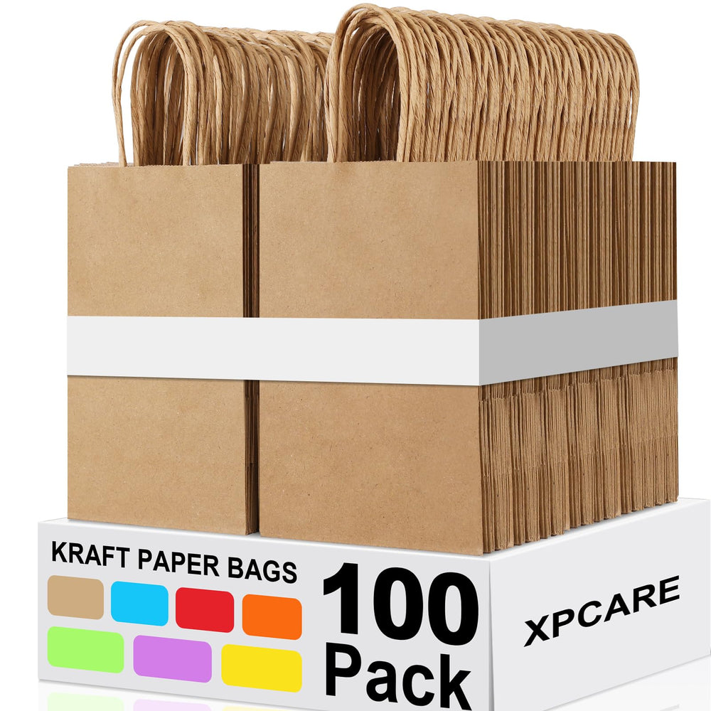 XPCARE front view of 100 brown kraft bags showing clean packaging benefit