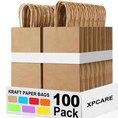 XPCARE front view of 100 brown kraft bags showing clean packaging benefit