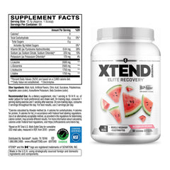 Xtend label close-up showing nutrition facts and ingredient transparency
