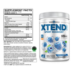 Xtend scoop with powder close-up revealing fine texture for easy mixing and consistent scoops