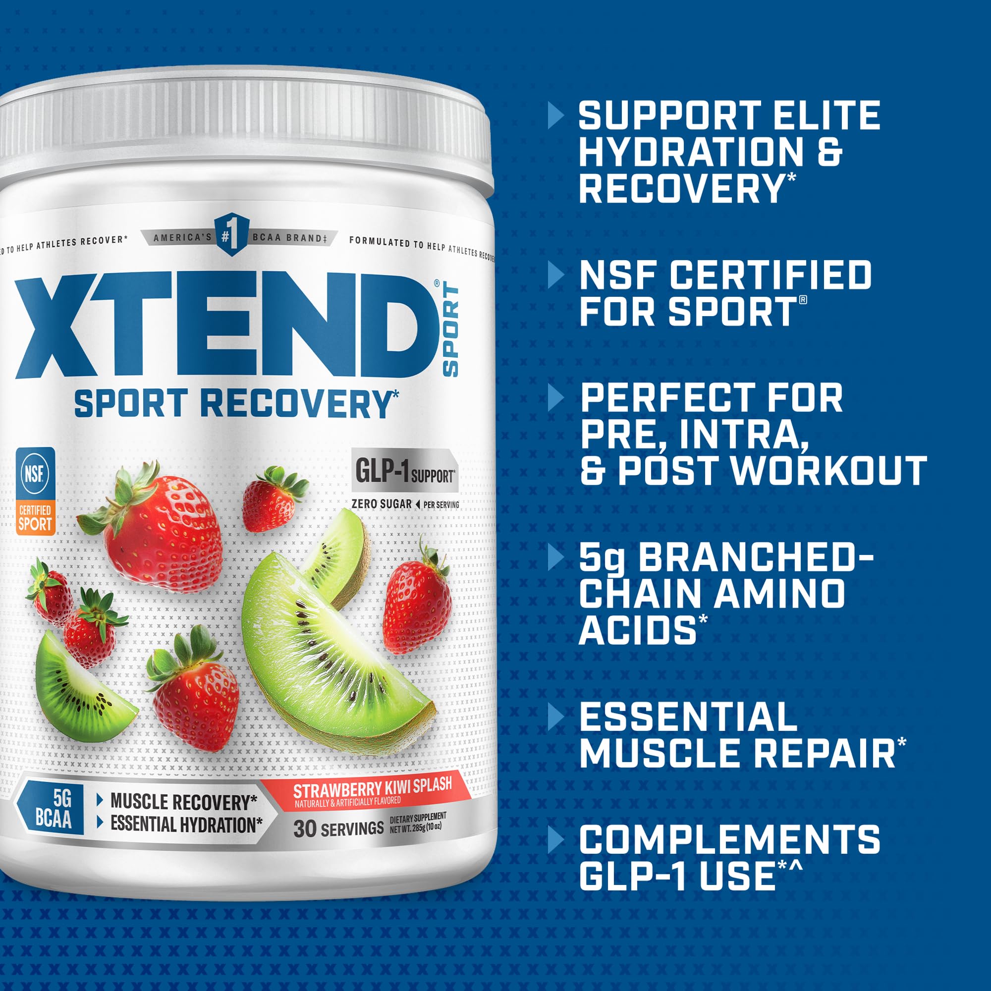 Xtend mixed Strawberry Kiwi drink in glass demonstrating refreshing hydration benefit