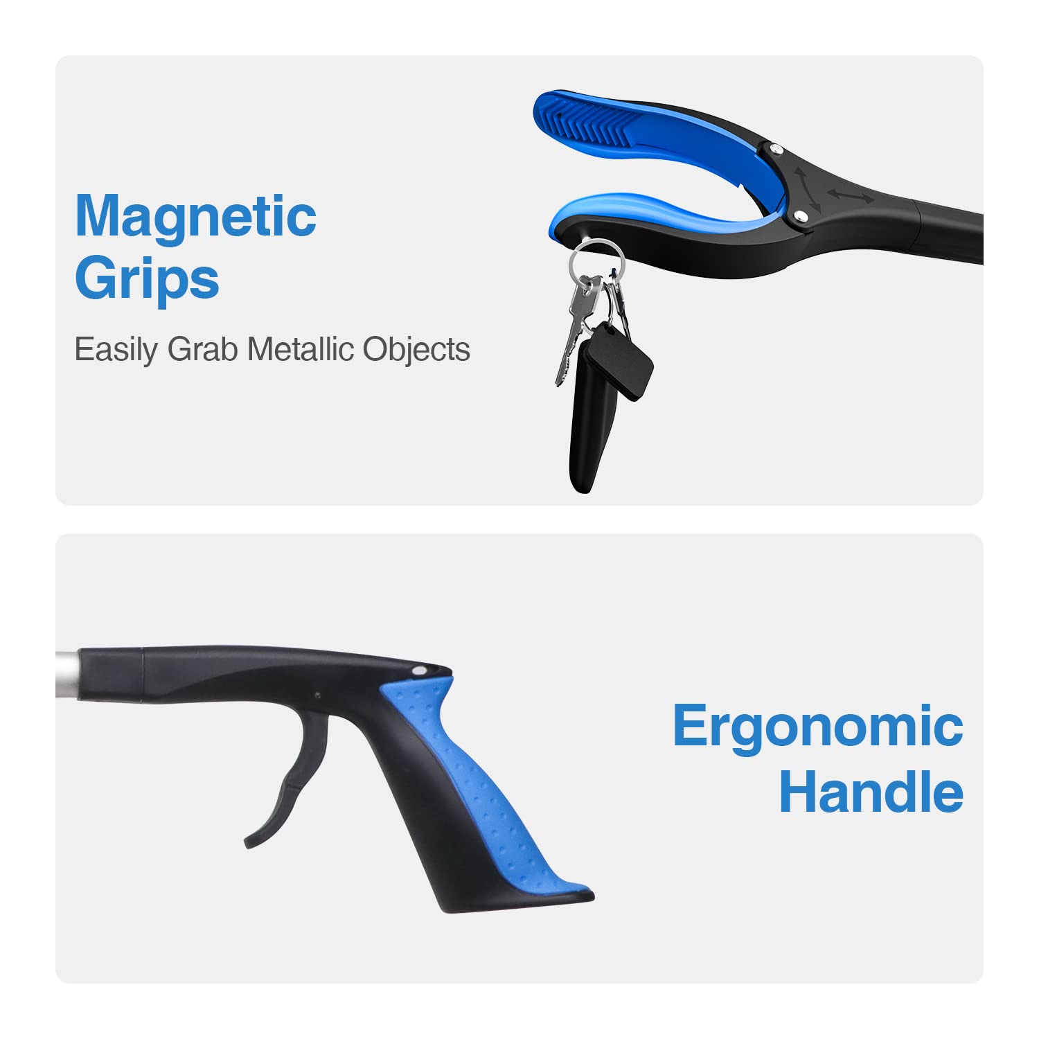 Xth-Nth grabber beside a hand showing 32-inch scale and comfortable reach