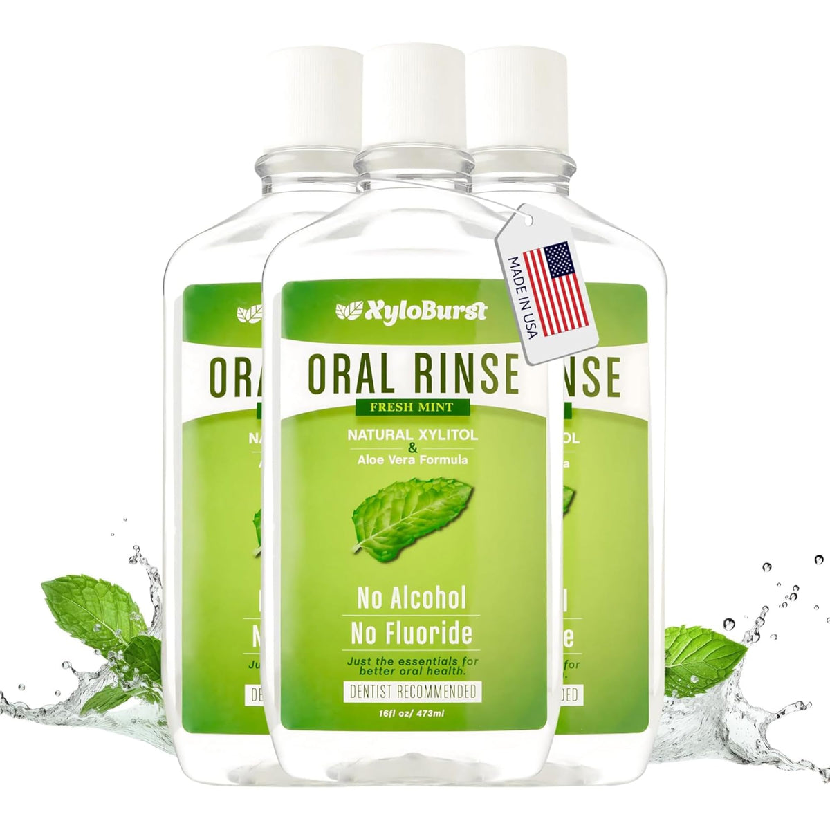 Xyloburst front packaging 3-pack showing mint flavor and convenience
