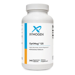 XYMOGEN OptiMag 125 front bottle view showing label and capsule count benefit clarity