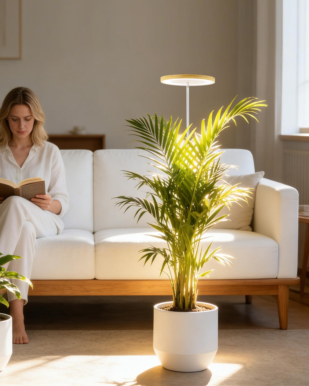 yadoker nighttime warm full-spectrum glow shows plant-friendly light and cozy ambiance