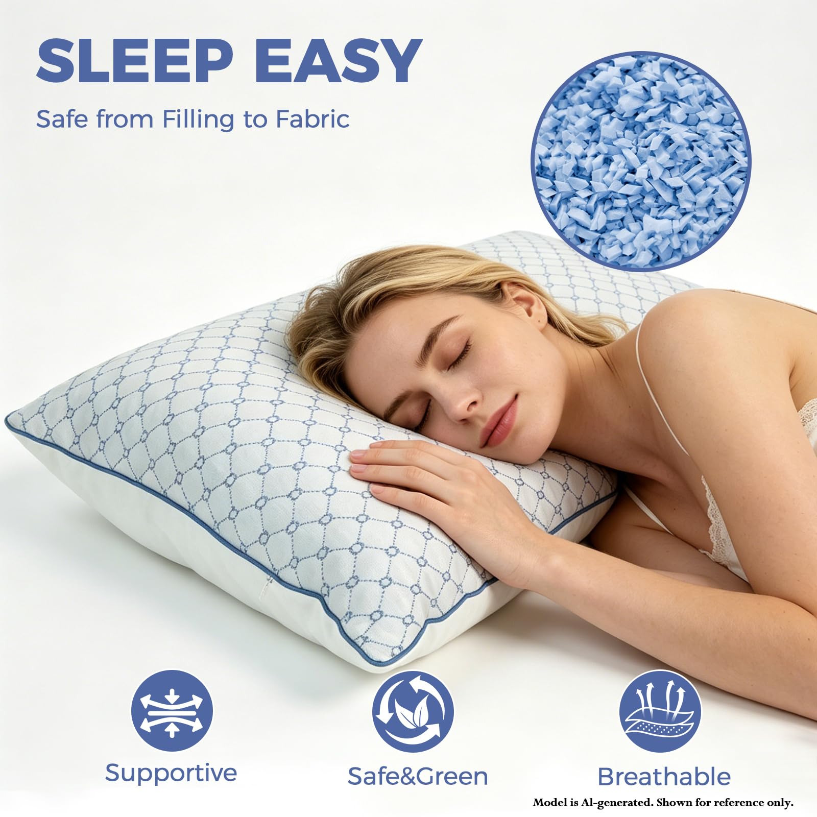 Yagamo pillows styled on bed illustrating supportive sleep setup
