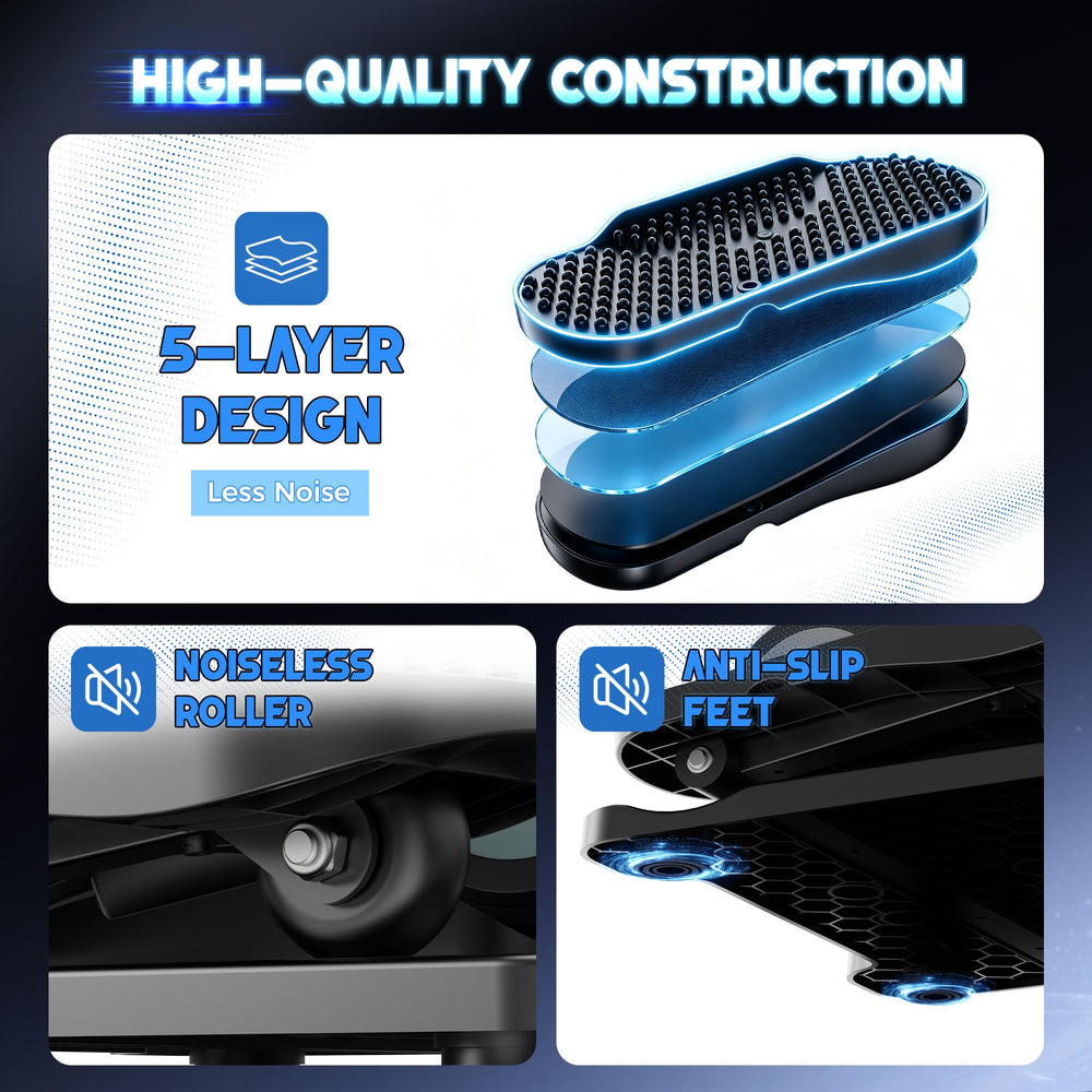 Yagud next to a shoe to show compact size and fit under desks