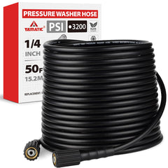 YAMATIC front view of 50ft hose showing full length and storage benefit
