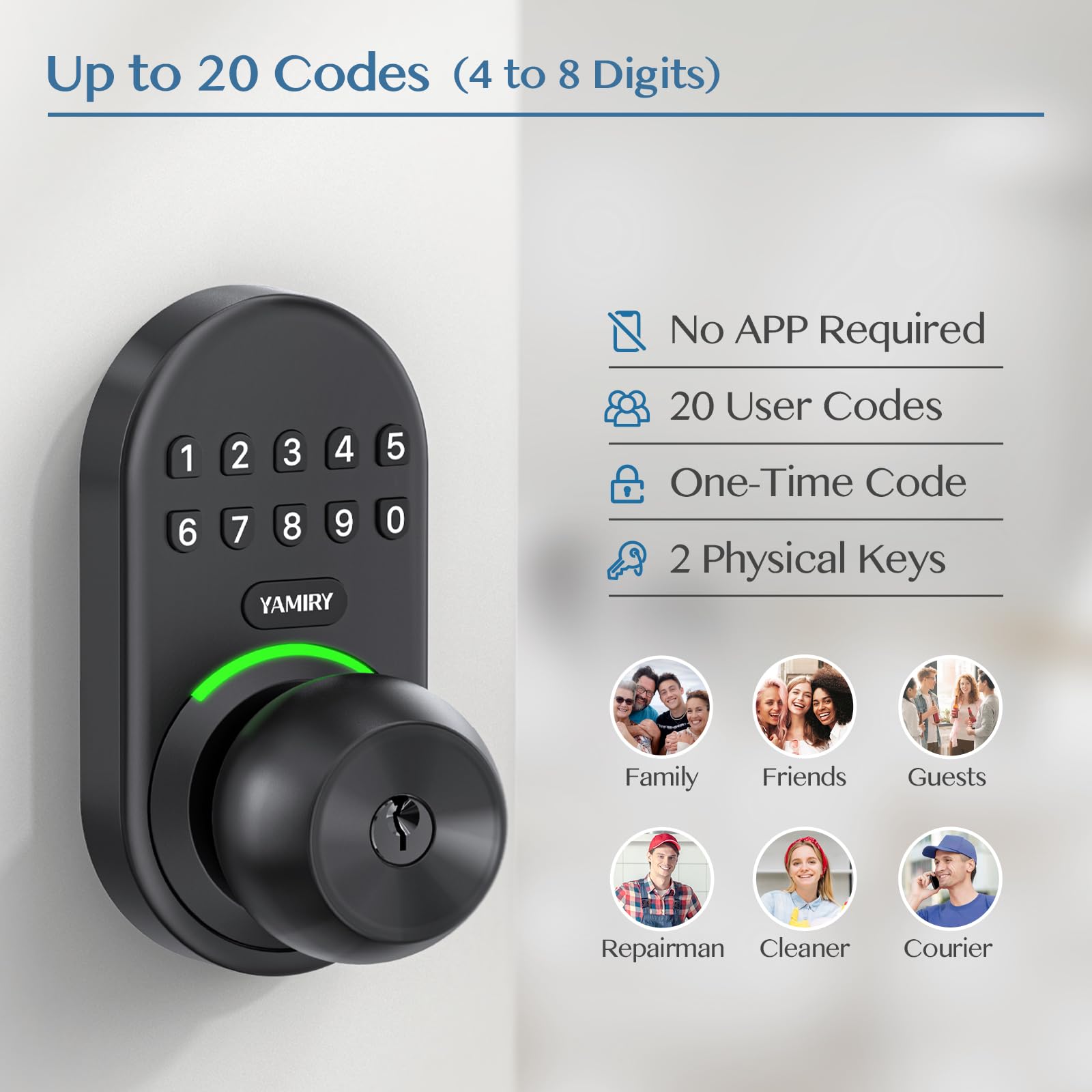 Yamiry closeup keypad with backlit numbers for easy nighttime access