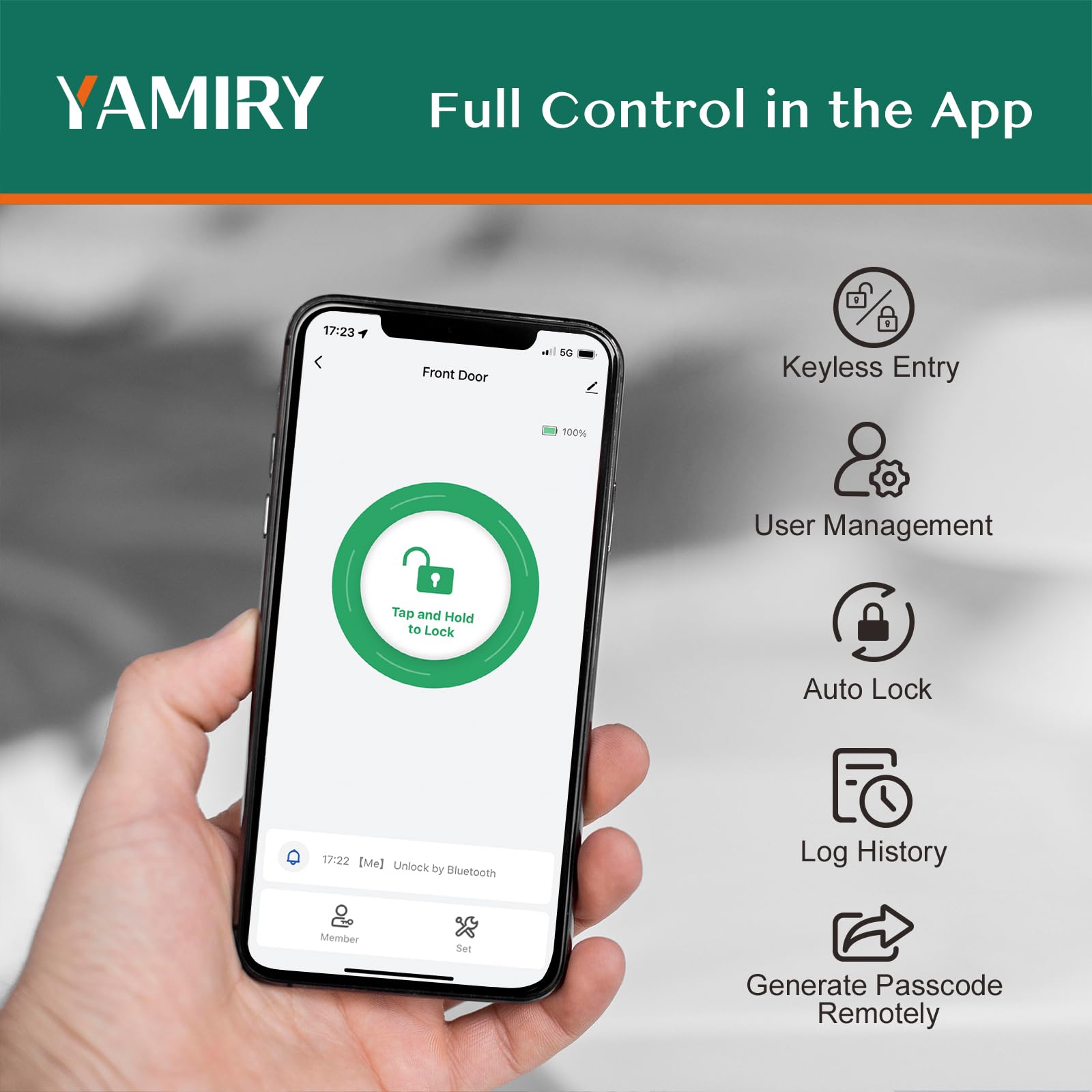 Yamiry fingerprint unlock in use offering quick hands-free entry