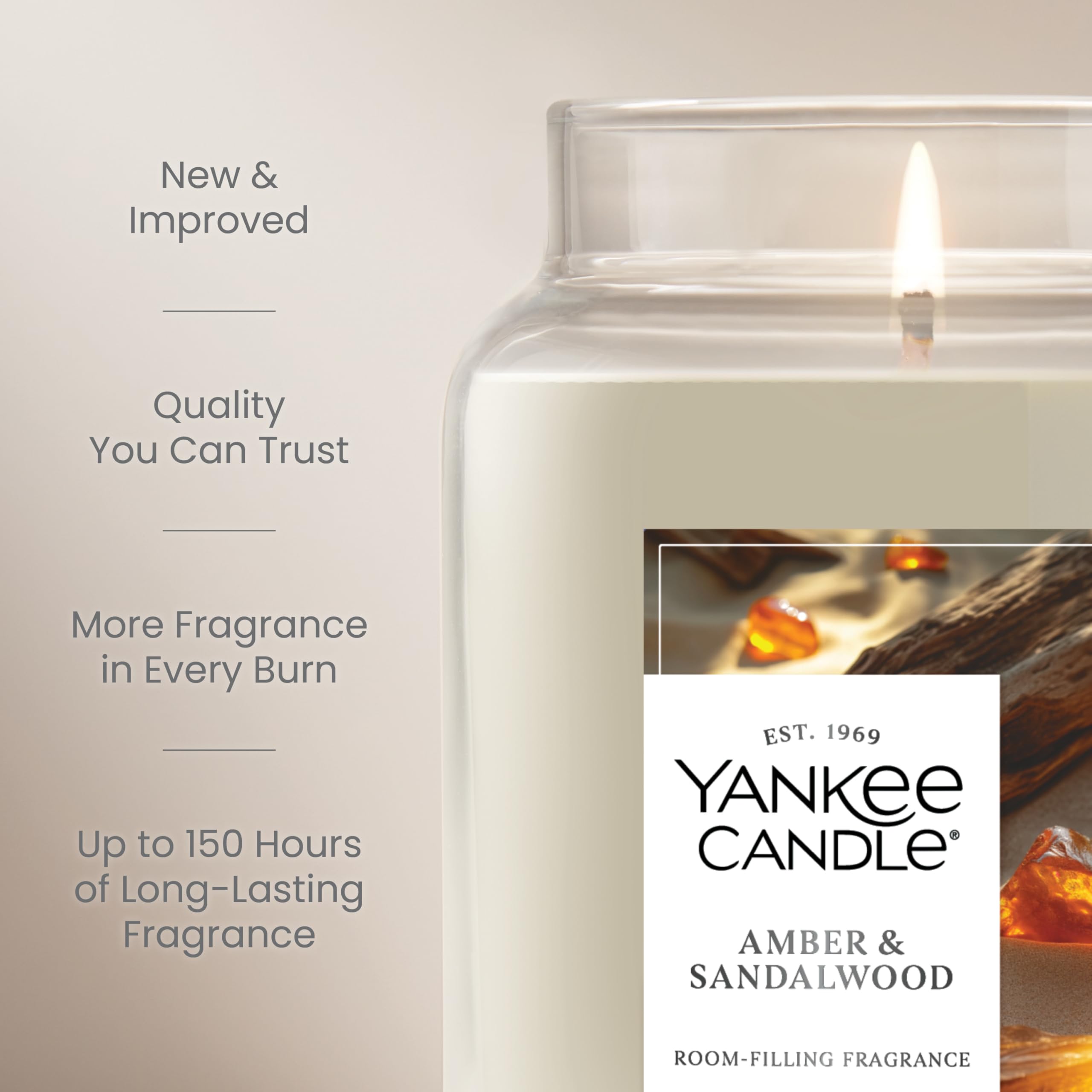 Yankee Candle amber & sandalwood wax close-up showing smooth melt pool benefit