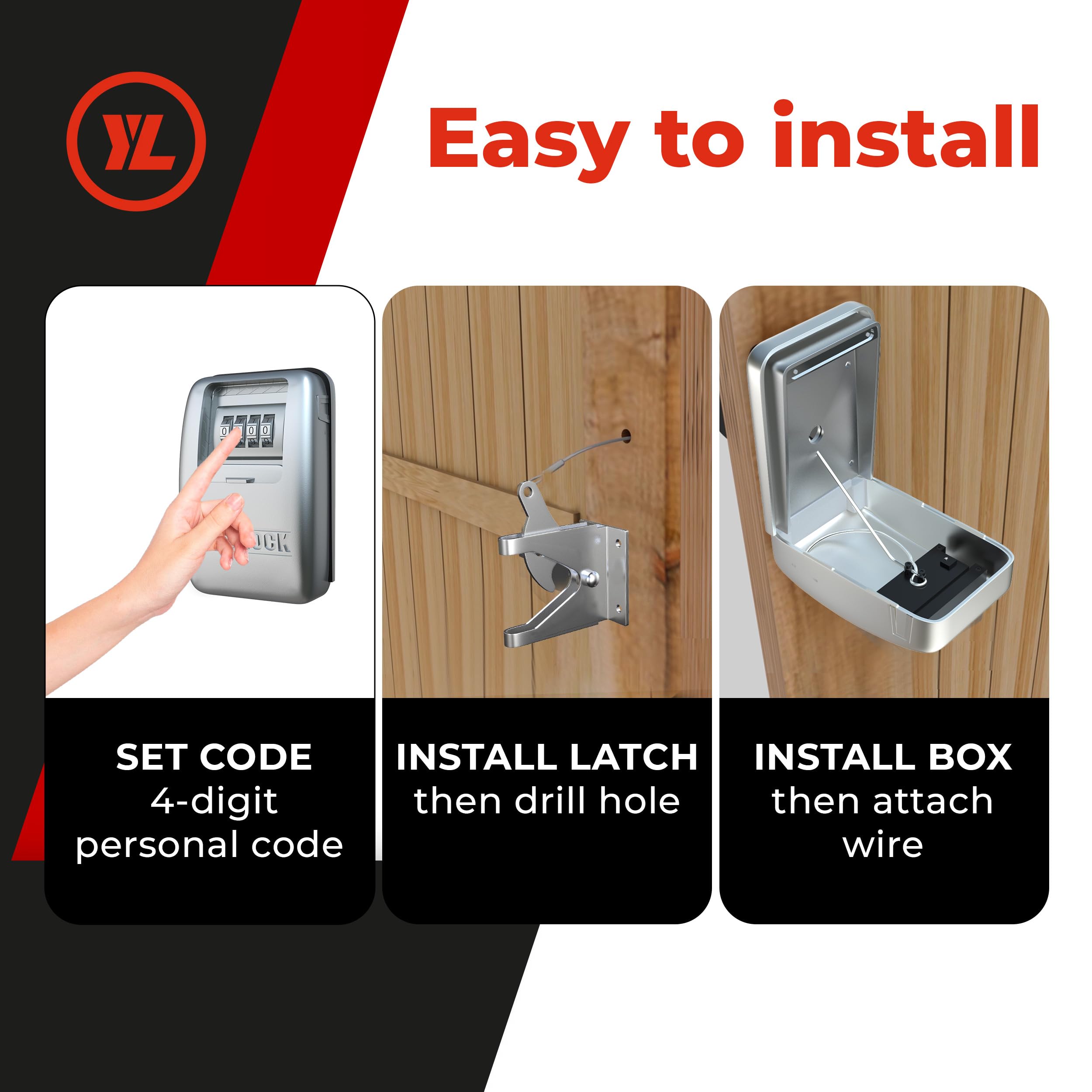 Yardlock XLS hardware laid out showing included parts for easy installation