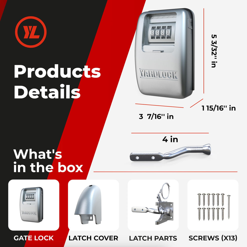 Yardlock XLS on a vinyl gate showing size and scale for visual planning
