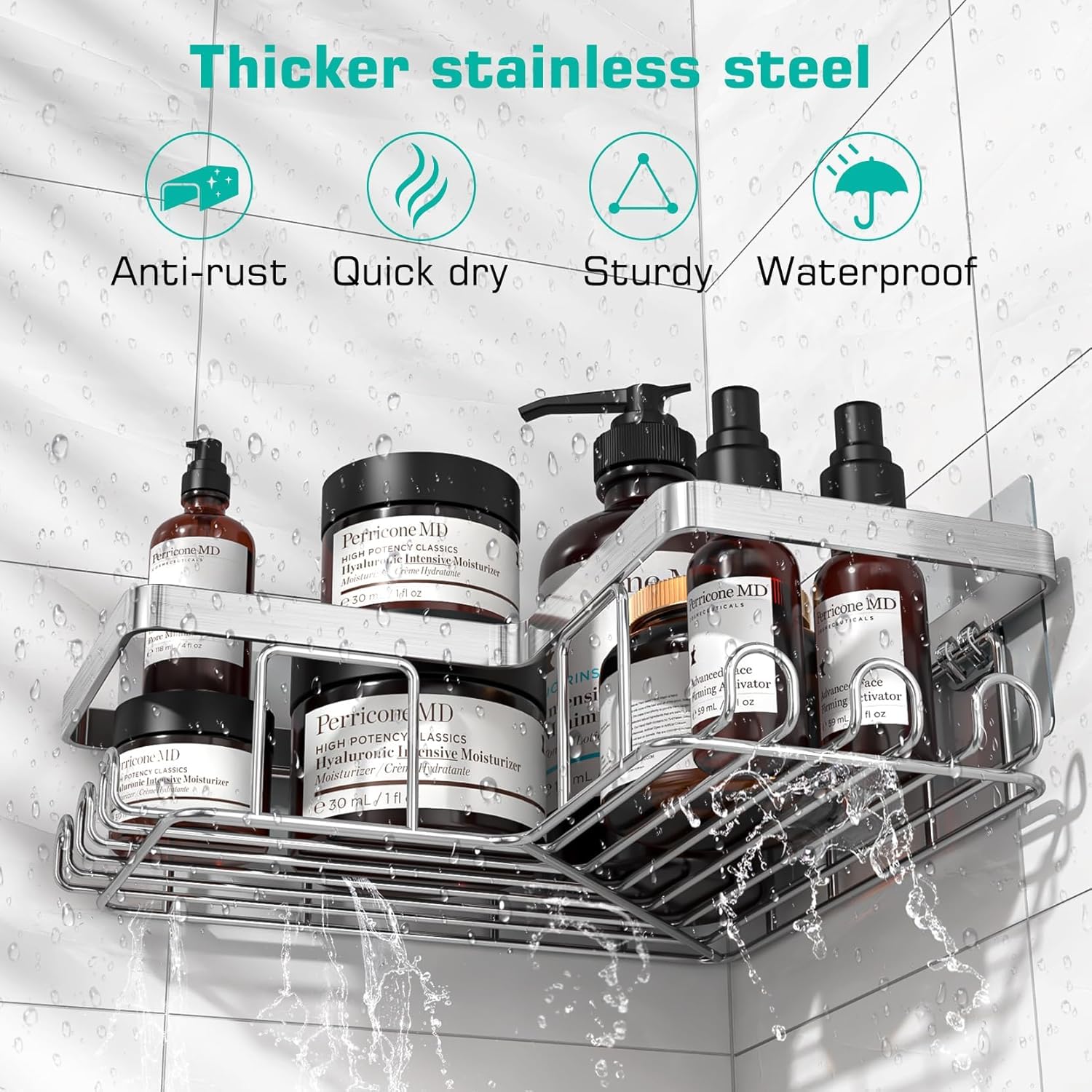 YASONIC hook detail holding sponges and razors showing 12-hook convenience for organization