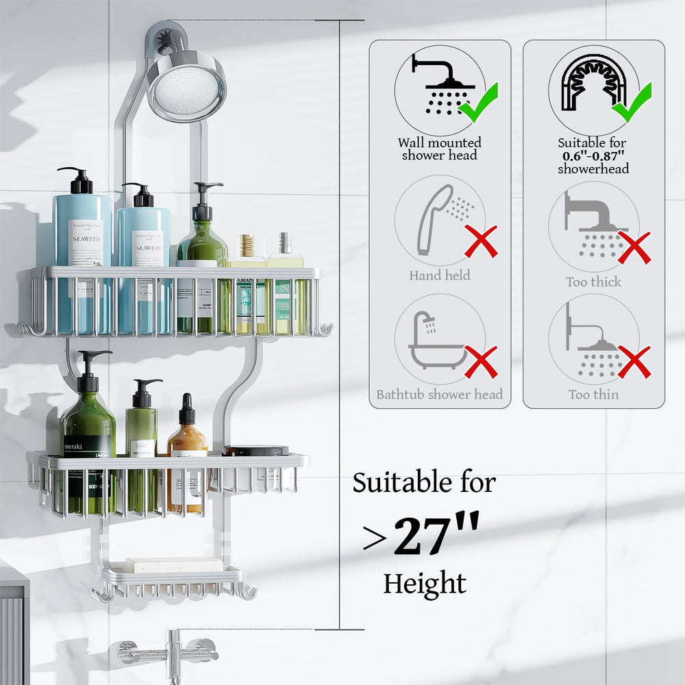 YASONIC lifestyle bathroom shot showing tidy, modern shower organization benefit
